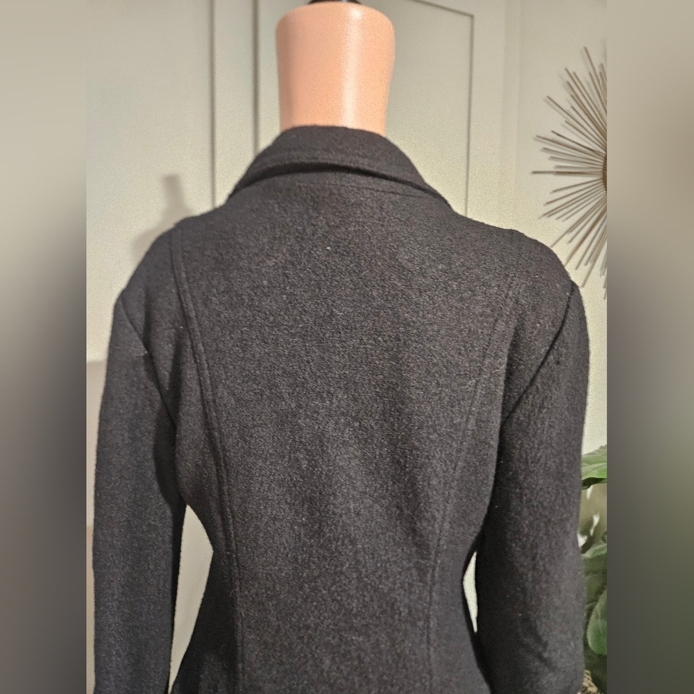 FREE PEOPLE Black Tailored Wool-Blend Double-Breasted Coat. Size Small - Picture 16 of 16